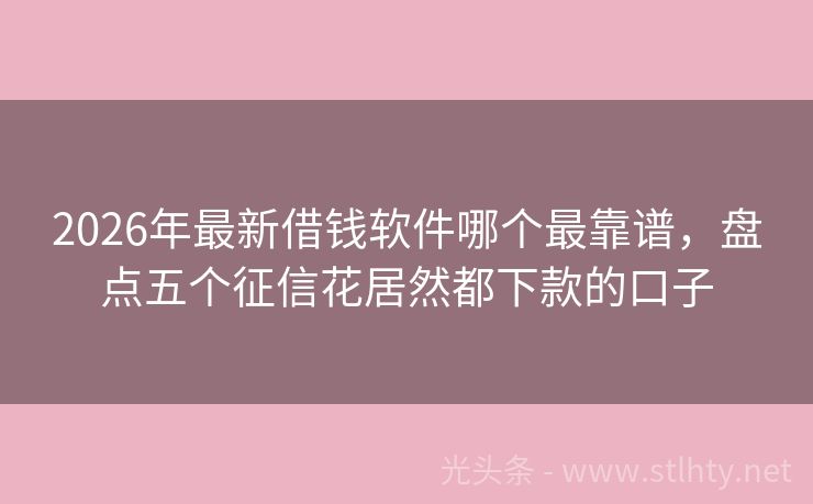 2026年最新借钱软件哪个最靠谱，盘点五个征信花居然都下款的口子