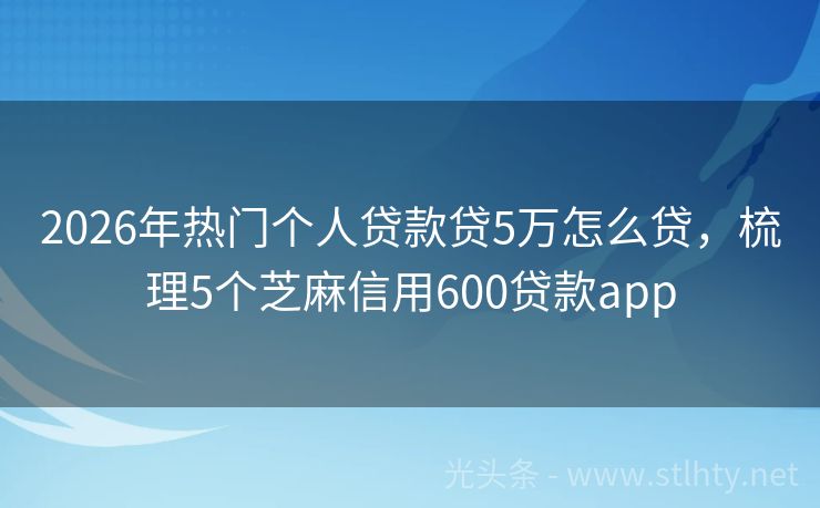 2026年热门个人贷款贷5万怎么贷，梳理5个芝麻信用600贷款app