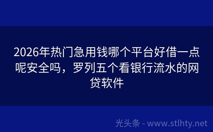 2026年热门急用钱哪个平台好借一点呢安全吗，罗列五个看银行流水的网贷软件