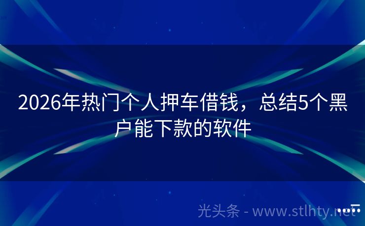 2026年热门个人押车借钱，总结5个黑户能下款的软件