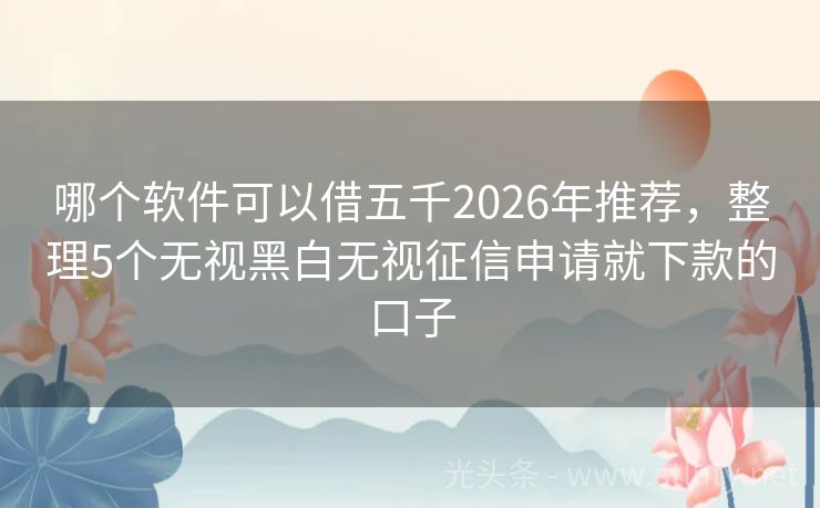 哪个软件可以借五千2026年推荐，整理5个无视黑白无视征信申请就下款的口子
