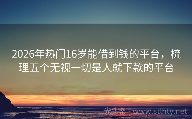 2026年热门16岁能借到钱的平台,梳理五个无视一切是人就下款的平台