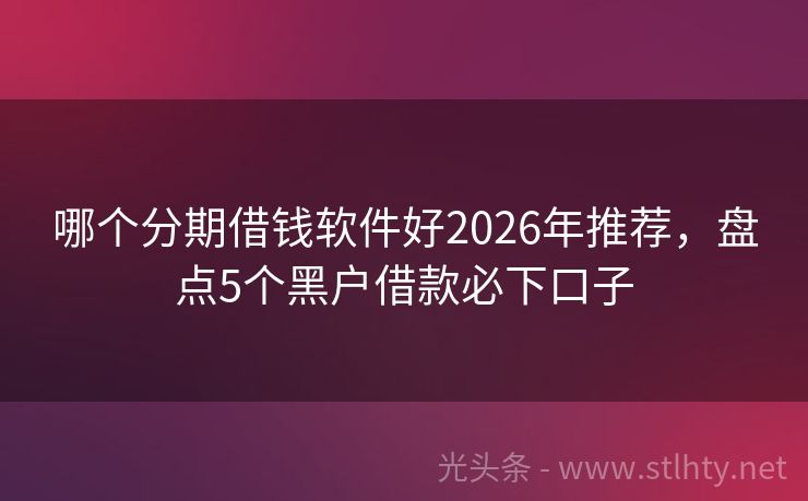 哪个分期借钱软件好2026年推荐，盘点5个黑户借款必下口子
