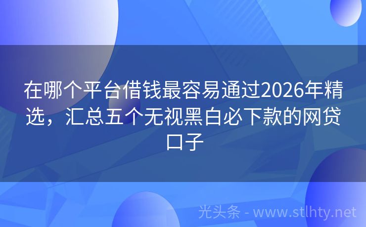 在哪个平台借钱最容易通过2026年精选，汇总五个无视黑白必下款的网贷口子