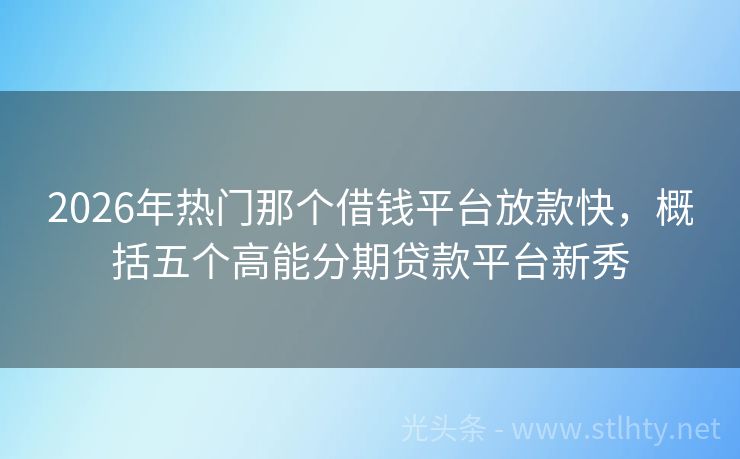 2026年热门那个借钱平台放款快，概括五个高能分期贷款平台新秀