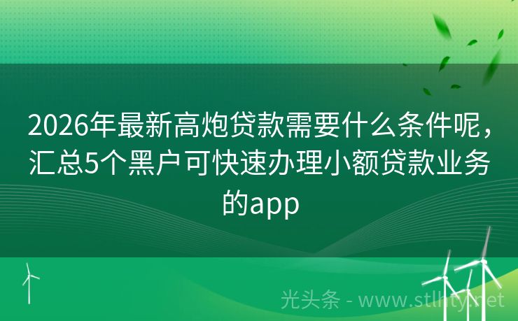 2026年最新高炮贷款需要什么条件呢，汇总5个黑户可快速办理小额贷款业务的app