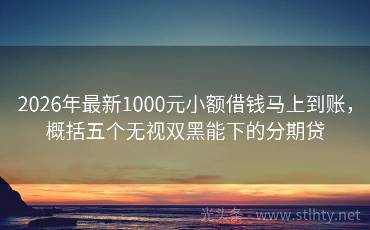 2026年最新1000元小额借钱马上到账，概括五个无视双黑能下的分期贷
