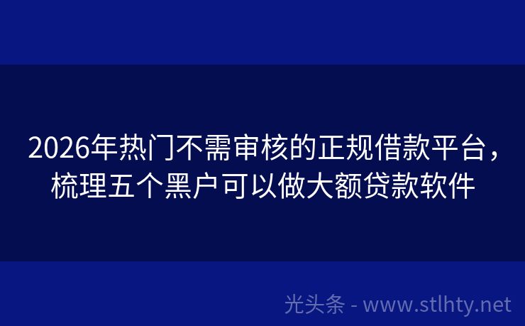 2026年热门不需审核的正规借款平台，梳理五个黑户可以做大额贷款软件