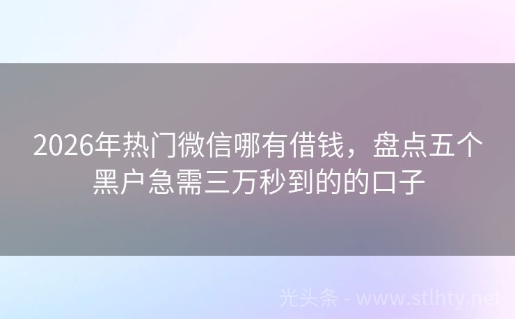 2026年热门微信哪有借钱，盘点五个黑户急需三万秒到的的口子