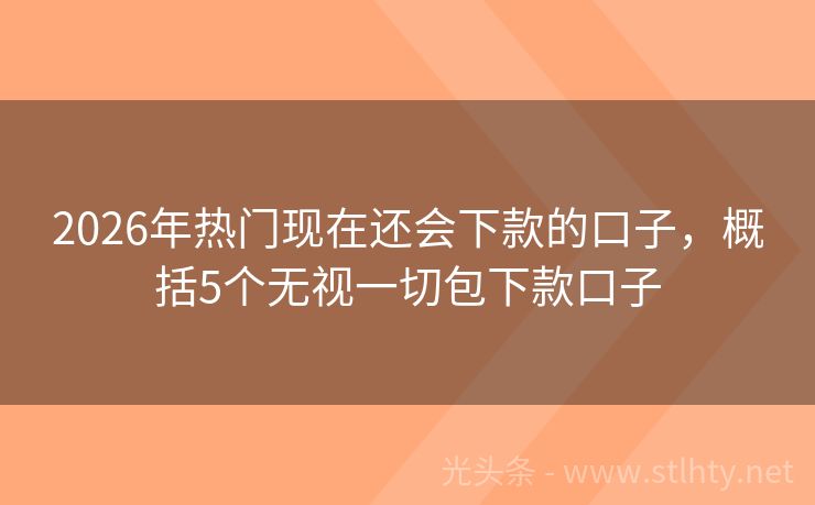 2026年热门现在还会下款的口子，概括5个无视一切包下款口子