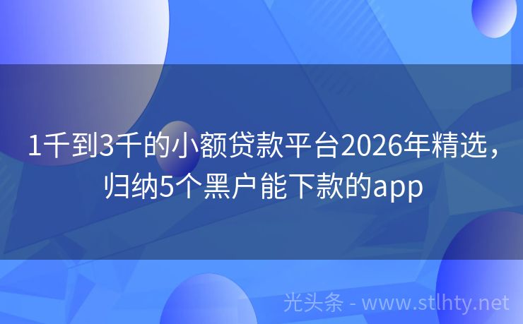 1千到3千的小额贷款平台2026年精选，归纳5个黑户能下款的app