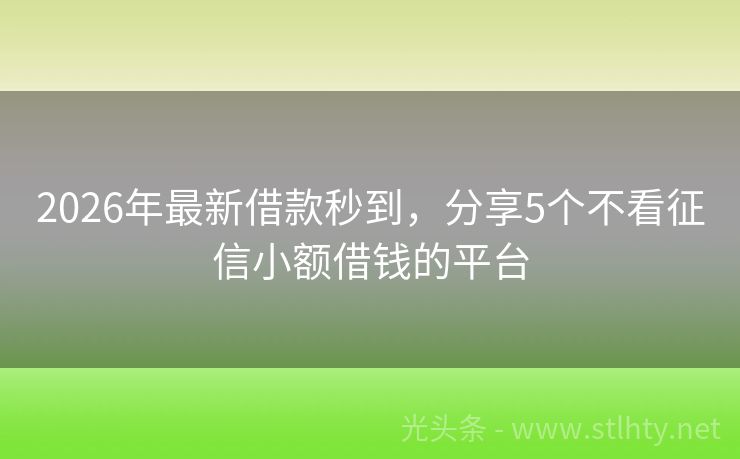 2026年最新借款秒到，分享5个不看征信小额借钱的平台