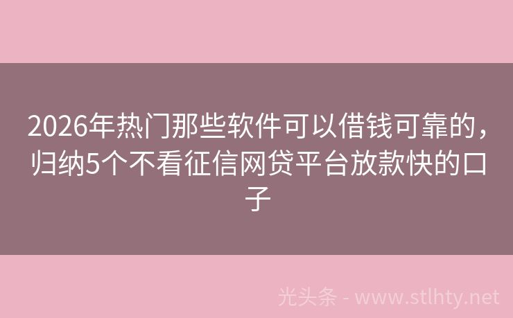 2026年热门那些软件可以借钱可靠的，归纳5个不看征信网贷平台放款快的口子
