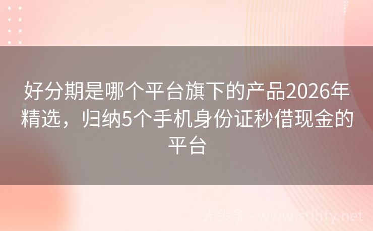 好分期是哪个平台旗下的产品2026年精选，归纳5个手机身份证秒借现金的平台