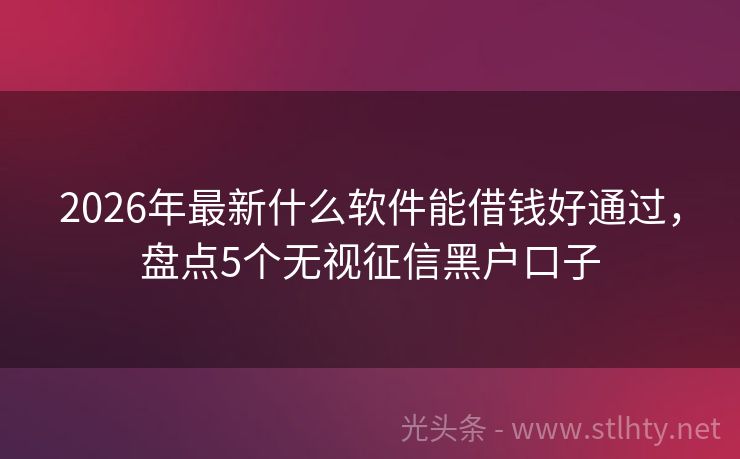 2026年最新什么软件能借钱好通过，盘点5个无视征信黑户口子