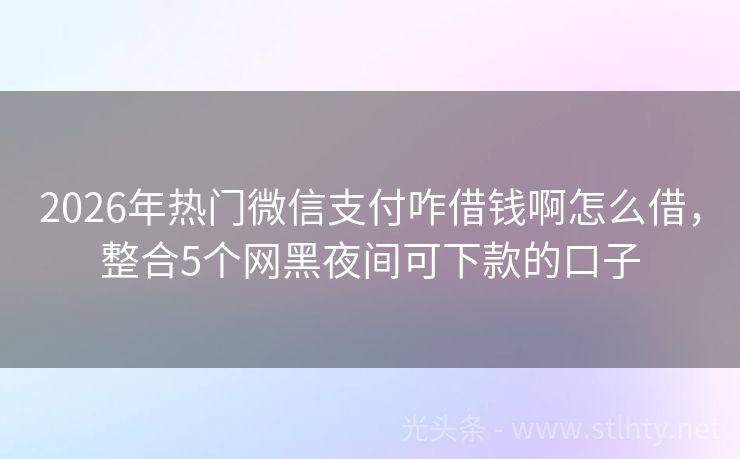 2026年热门微信支付咋借钱啊怎么借，整合5个网黑夜间可下款的口子