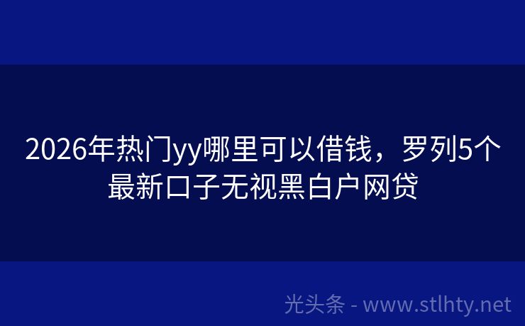 2026年热门yy哪里可以借钱，罗列5个最新口子无视黑白户网贷
