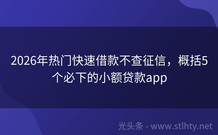 2026年热门快速借款不查征信，概括5个必下的小额贷款app