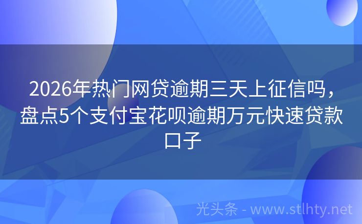 2026年热门网贷逾期三天上征信吗,盘点5个支付宝花呗逾期万元快速贷款口子