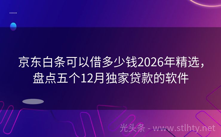 京东白条可以借多少钱2026年精选，盘点五个12月独家贷款的软件