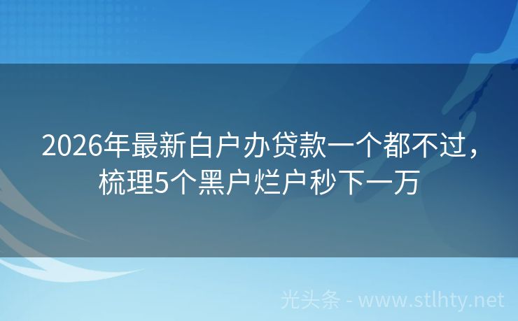 2026年最新白户办贷款一个都不过，梳理5个黑户烂户秒下一万