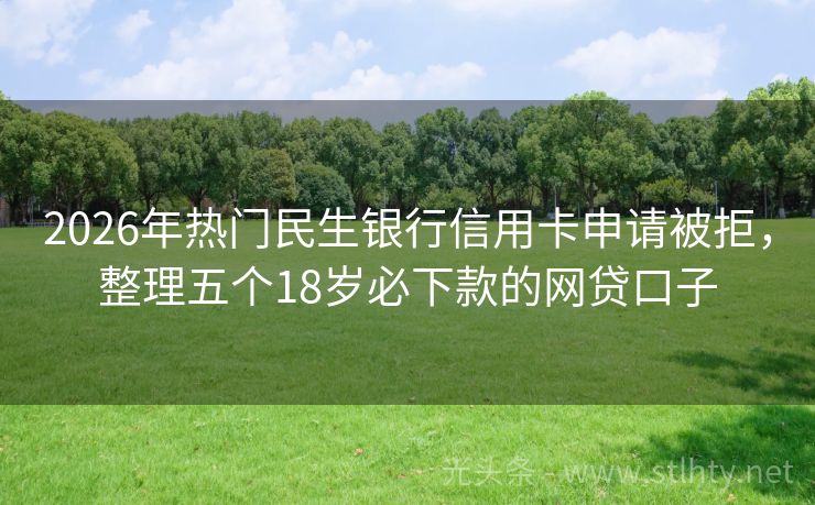 2026年热门民生银行信用卡申请被拒，整理五个18岁必下款的网贷口子