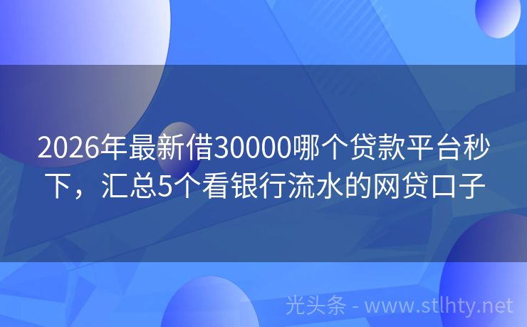 2026年最新借30000哪个贷款平台秒下，汇总5个看银行流水的网贷口子