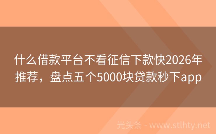什么借款平台不看征信下款快2026年推荐，盘点五个5000块贷款秒下app