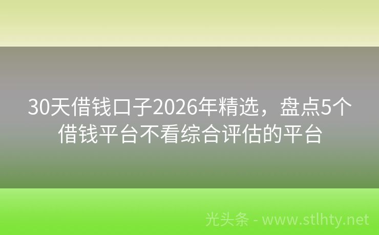 30天借钱口子2026年精选，盘点5个借钱平台不看综合评估的平台