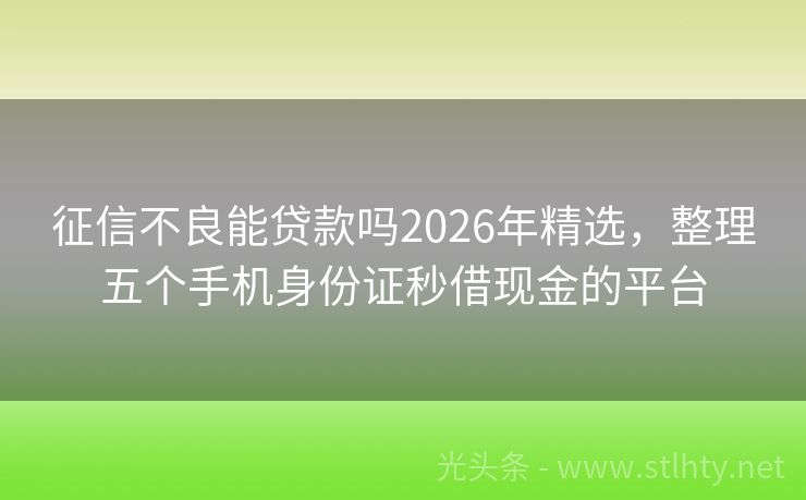 征信不良能贷款吗2026年精选，整理五个手机身份证秒借现金的平台