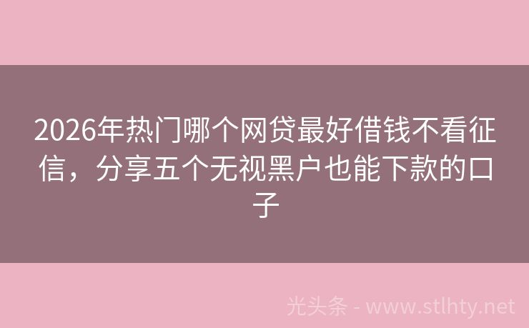 2026年热门哪个网贷最好借钱不看征信，分享五个无视黑户也能下款的口子