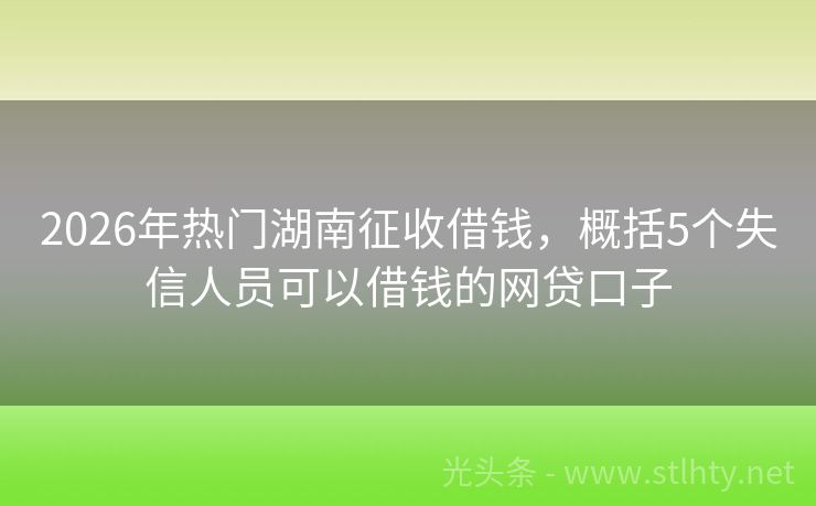 2026年热门湖南征收借钱，概括5个失信人员可以借钱的网贷口子