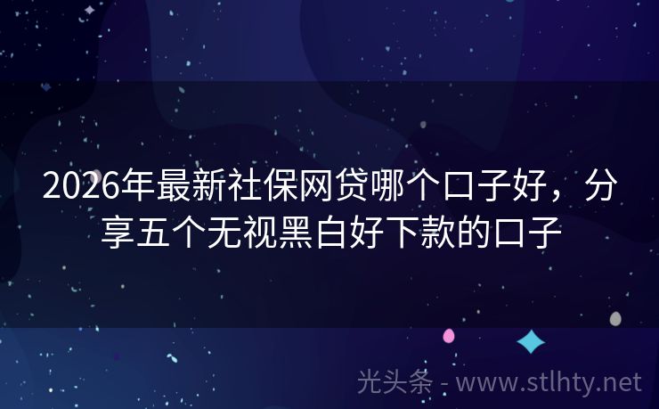 2026年最新社保网贷哪个口子好，分享五个无视黑白好下款的口子