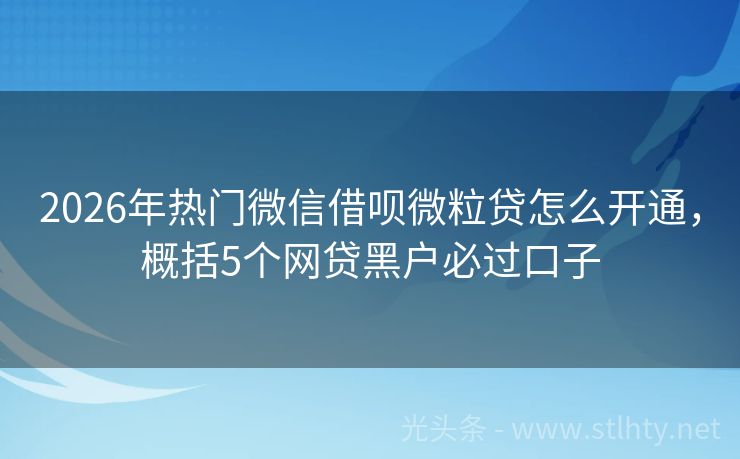 2026年热门微信借呗微粒贷怎么开通，概括5个网贷黑户必过口子