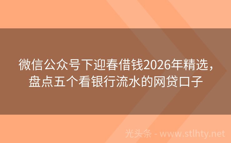 微信公众号下迎春借钱2026年精选，盘点五个看银行流水的网贷口子