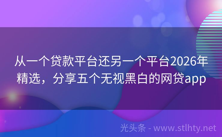 从一个贷款平台还另一个平台2026年精选,分享五个无视黑白的网贷app