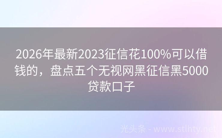 2026年最新2023征信花100%可以借钱的,盘点五个无视网黑征信黑5000贷款口子