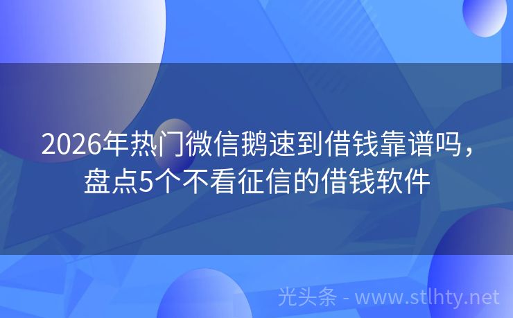 2026年热门微信鹅速到借钱靠谱吗，盘点5个不看征信的借钱软件