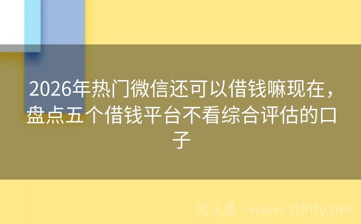 2026年热门微信还可以借钱嘛现在，盘点五个借钱平台不看综合评估的口子