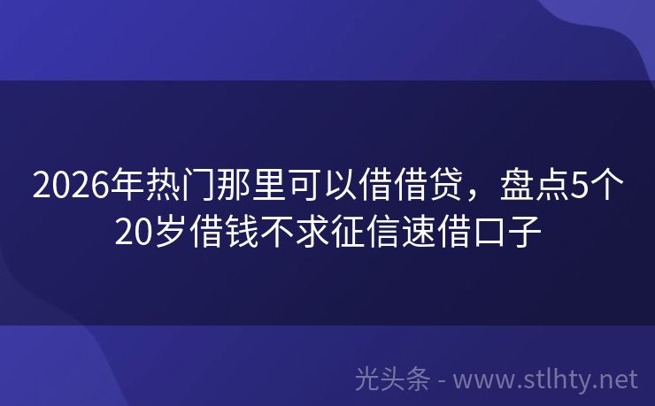 2026年热门那里可以借借贷，盘点5个20岁借钱不求征信速借口子