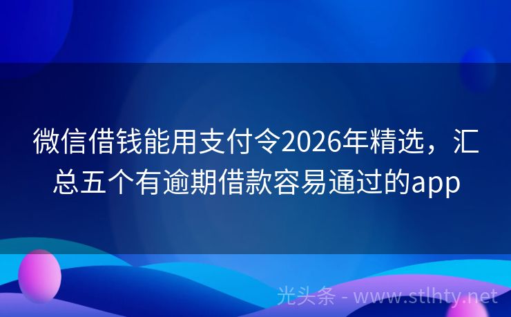 微信借钱能用支付令2026年精选，汇总五个有逾期借款容易通过的app