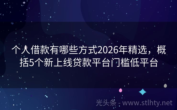 个人借款有哪些方式2026年精选，概括5个新上线贷款平台门槛低平台