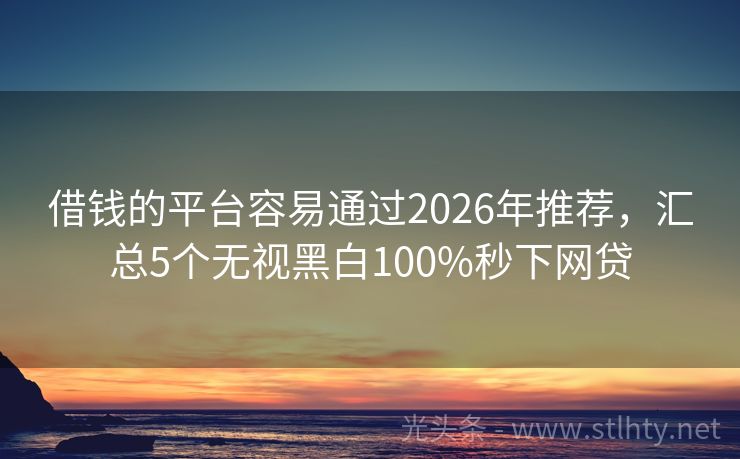 借钱的平台容易通过2026年推荐,汇总5个无视黑白100%秒下网贷