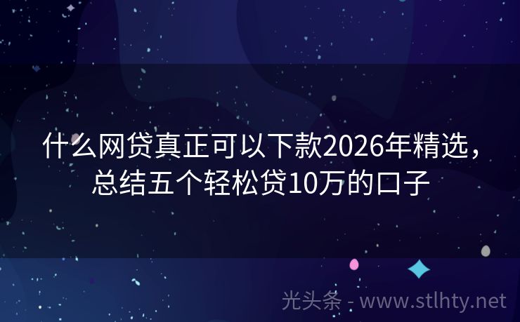 什么网贷真正可以下款2026年精选,总结五个轻松贷10万的口子