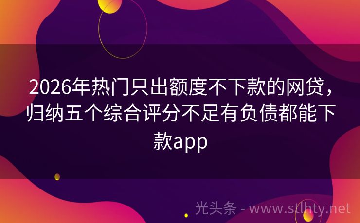 2026年热门只出额度不下款的网贷，归纳五个综合评分不足有负债都能下款app