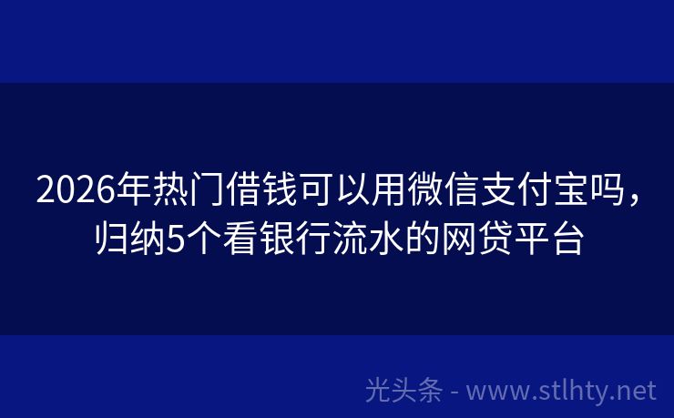 2026年热门借钱可以用微信支付宝吗,归纳5个看银行流水的网贷平台