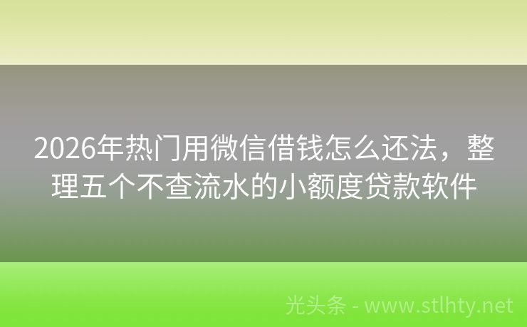 2026年热门用微信借钱怎么还法,整理五个不查流水的小额度贷款软件