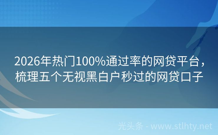 2026年热门100%通过率的网贷平台，梳理五个无视黑白户秒过的网贷口子