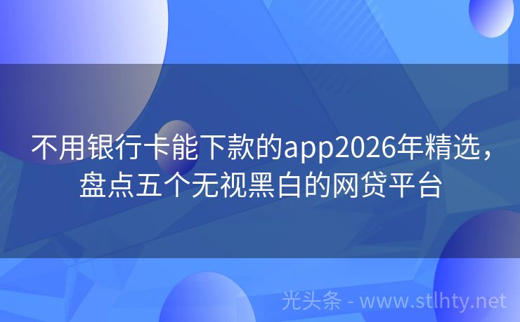 不用银行卡能下款的app2026年精选，盘点五个无视黑白的网贷平台