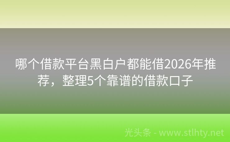 哪个借款平台黑白户都能借2026年推荐,整理5个靠谱的借款口子